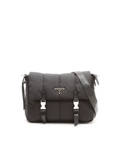 Prada Tessuto Bomber Messenger Bag In Black