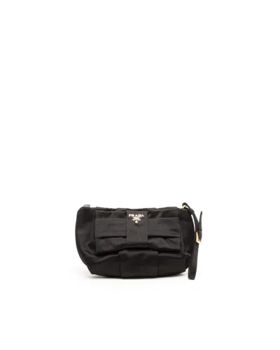 Prada Tessuto Bow Wristlet In Black