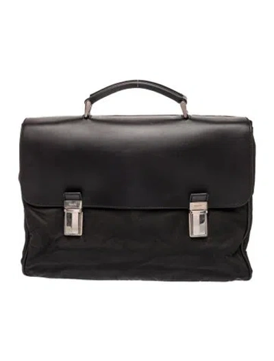 Pre-owned Prada Tessuto Briefcase In Black
