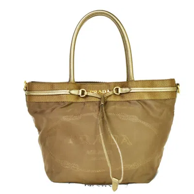 Prada Tessuto Brown Synthetic Tote Bag ()