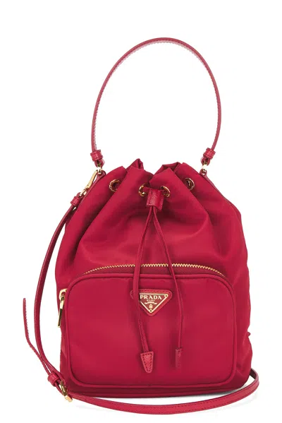 Pre-owned Prada Tessuto Bucket Bag In Red