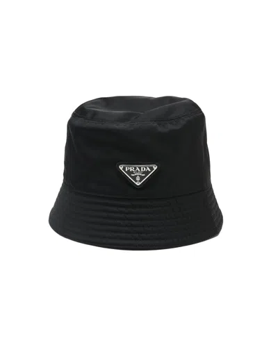 Pre-owned Prada Tessuto Bucket Hat, Size M In Black