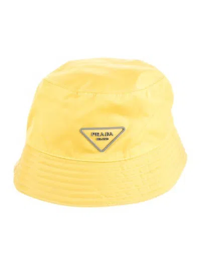 Pre-owned Prada Tessuto Bucket Hat In Yellow