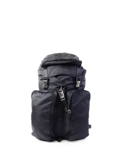 Pre-owned Prada Tessuto Buckle-fastening Backpack In Black