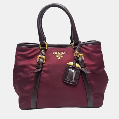 Pre-owned Prada Tessuto Burgundy Nylon Tote Bag