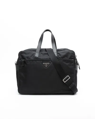 Prada Tessuto Business Bag In Black