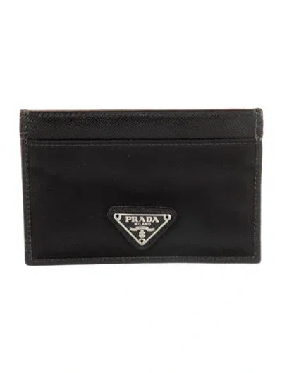 Pre-owned Prada Tessuto Card Holder In Black