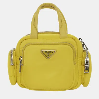 Pre-owned Prada Tessuto Cargo Top Handle Mini Bag In Yellow