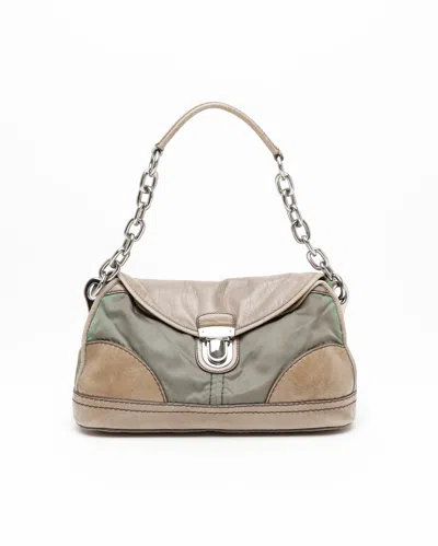 Prada Tessuto Chain Shoulder Bag In Brown