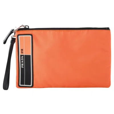 Pre-owned Prada Tessuto Clutch Orange - '10s