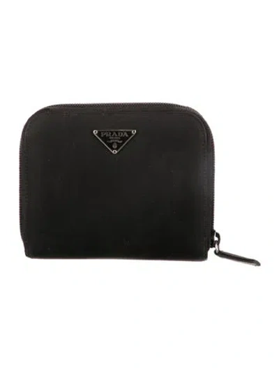 Pre-owned Prada Tessuto Compact Wallet In Black