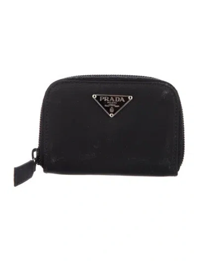 Pre-owned Prada Tessuto Compact Wallet In Black