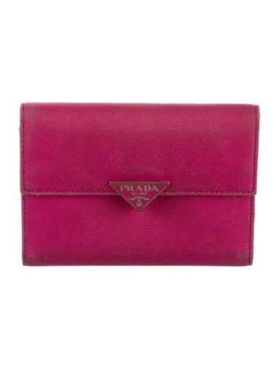 Pre-owned Prada Tessuto Compact Wallet In Pink