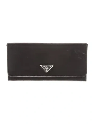 Pre-owned Prada Tessuto Continental Wallet In Black