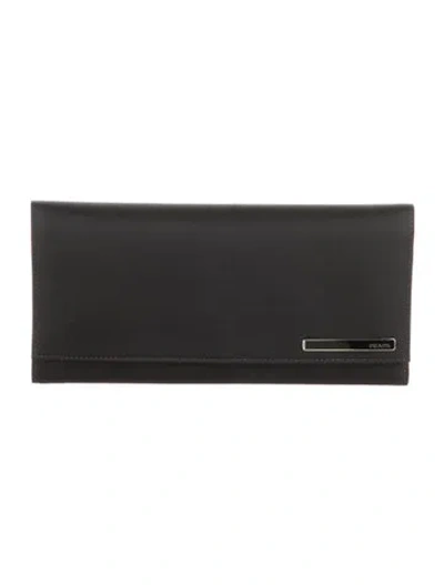 Pre-owned Prada Tessuto Continental Wallet In Black