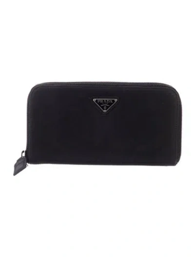 Pre-owned Prada Tessuto Continental Wallet In Black