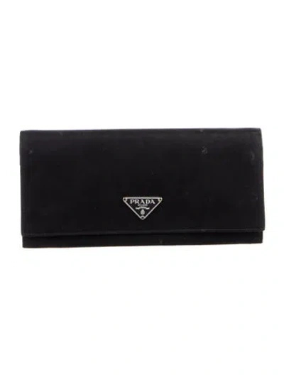 Pre-owned Prada Tessuto Continental Wallet In Black