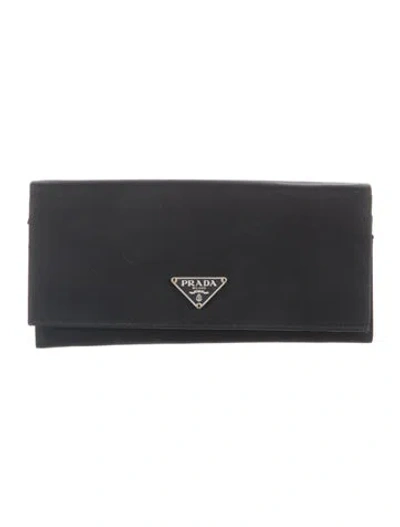 Pre-owned Prada Tessuto Continental Wallet In Black