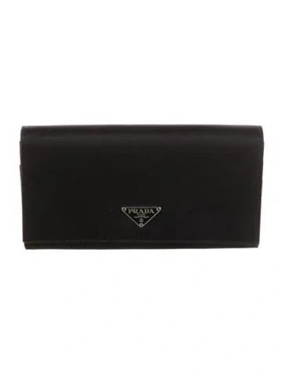 Pre-owned Prada Tessuto Continental Wallet In Black