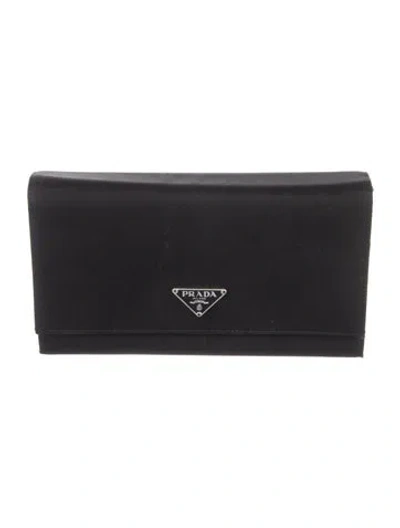 Pre-owned Prada Tessuto Continental Wallet In Black