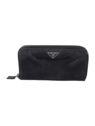 Pre-owned Prada Tessuto Continental Wallet In Black