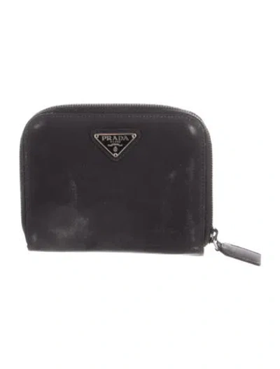 Pre-owned Prada Tessuto Continental Wallet In Black