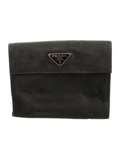 Pre-owned Prada Tessuto Continental Wallet In Black
