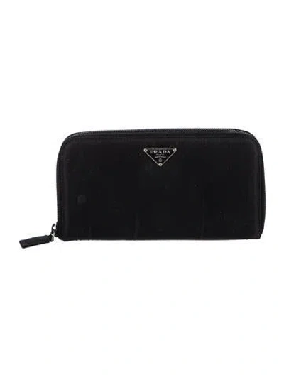 Pre-owned Prada Tessuto Continental Wallet In Black