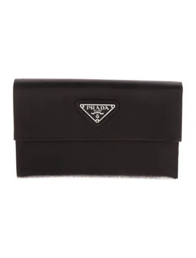Pre-owned Prada Tessuto Continental Wallet In Black