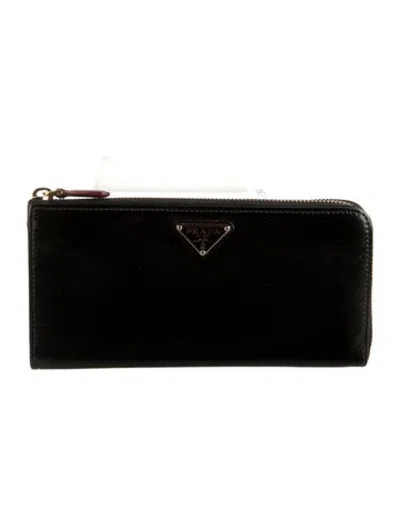 Pre-owned Prada Tessuto Continental Wallet In Black