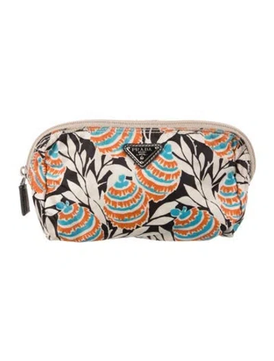 Pre-owned Prada Tessuto Cosmetic Pouch In Black/orange