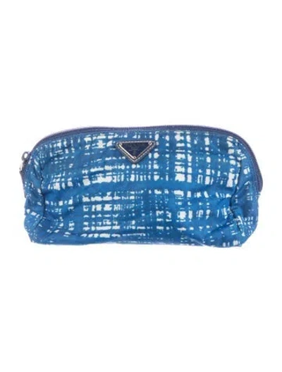 Pre-owned Prada Tessuto Cosmetic Pouch In Blue