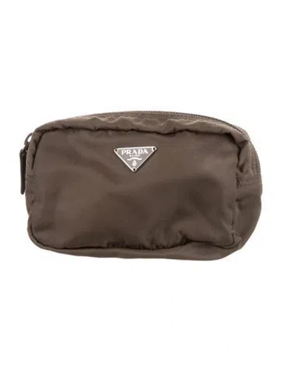 Pre-owned Prada Tessuto Cosmetic Pouch In Brown