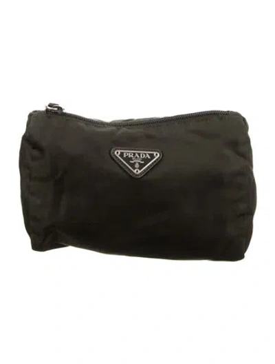 Pre-owned Prada Tessuto Cosmetic Pouch In Green