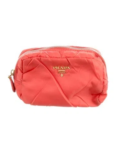 Pre-owned Prada Tessuto Cosmetic Pouch In Pink