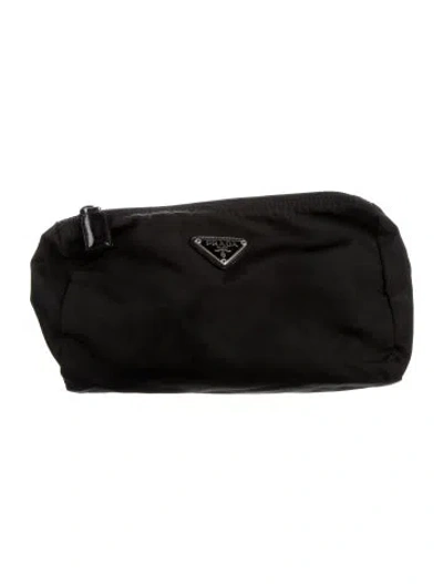 Pre-owned Prada Tessuto Cosmetic Zip Pouch In Black