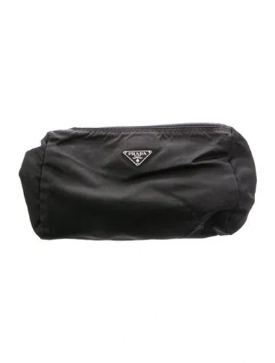 Pre-owned Prada Tessuto Cosmetic Zip Pouch In Black