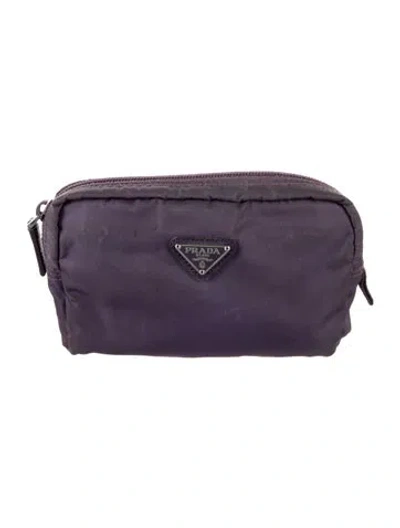 Pre-owned Prada Tessuto Cosmetic Zip Pouch In Purple
