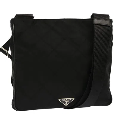 Prada Tessuto Cotton Shoulder Bag () In Black