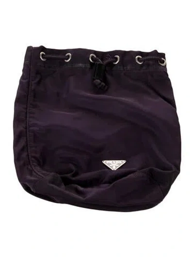 Pre-owned Prada Tessuto Drawstring Pouch In Purple