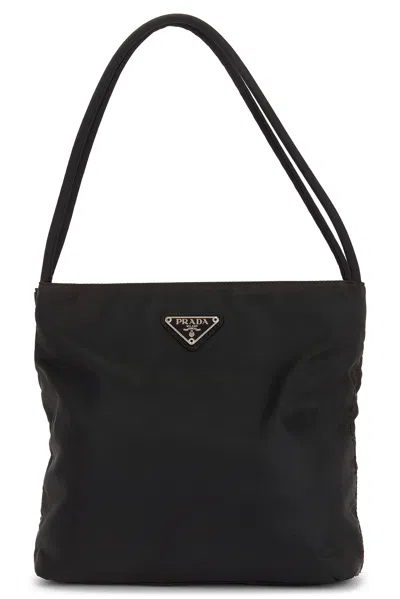 Pre-owned Prada Tessuto Flat Messenger Bag In Black
