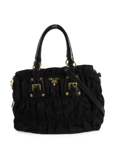 Pre-owned Prada Tessuto Gaufre Tote Bag In Black