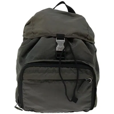 Prada Tessuto Grey Synthetic Backpack Bag ()