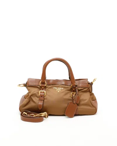 Prada Tessuto Handbag In Brown