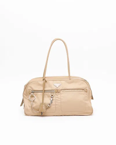Prada Tessuto Hobo Bag In Neutral