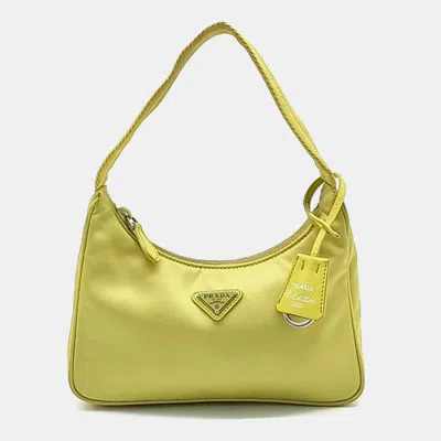 Pre-owned Prada Tessuto Hobo Bag In Yellow