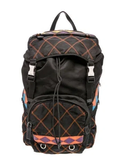 Pre-owned Prada Tessuto Impunturato Backpack In Black