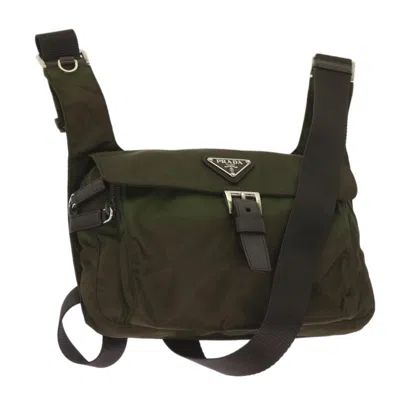 Prada Tessuto Khaki Synthetic Shoulder Bag ()