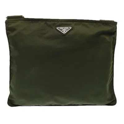 Prada Tessuto Khaki Synthetic Shoulder Bag ()