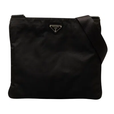 Prada Tessuto Leather Shoulder Bag () In Black